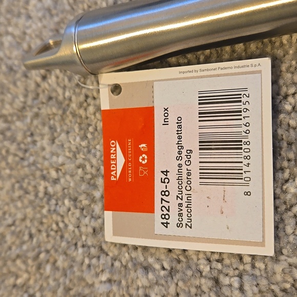 Paderno World Cuisine Stainless Steel 10" Zucchini Corer - Picture 3 of 5